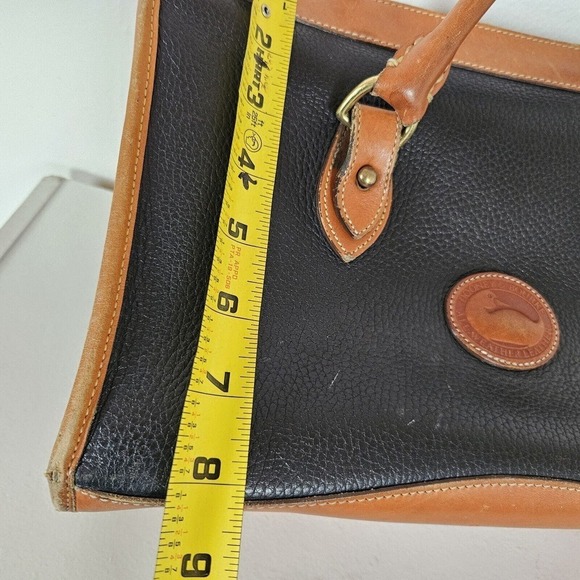 Vtg Dooney & Bourke All Weather Leather Classic Satchel Handbag Black Brown - Picture 15 of 16